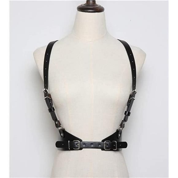 HLJA Waist Punk Harness Belt Fashion Body Chain Black Leather Goth Rave main image 6